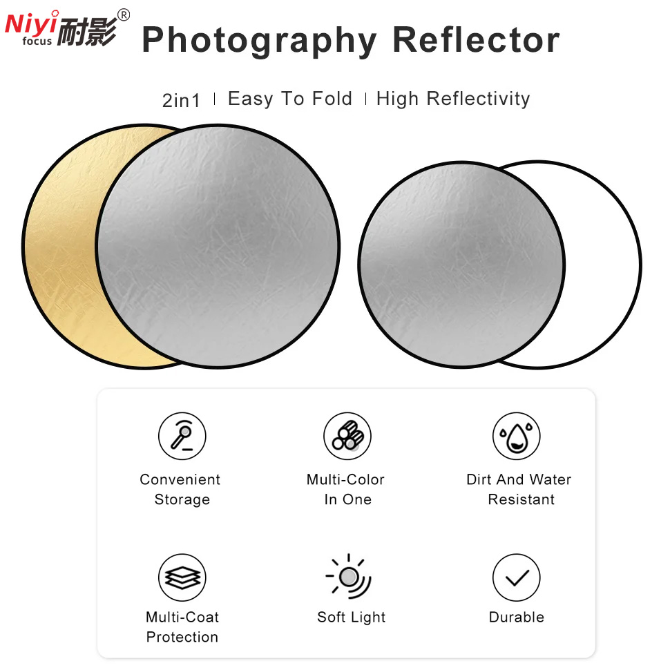 2in1 Round Portable Reflector  - đánh giá và giá Photography Lighting Handheld