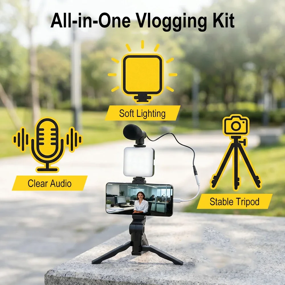 Smartphone Vlogging Kit Led Vi - đánh giá và giá Photography Lighting Kit Portable